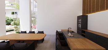 Chill lounge with kitchen and seating